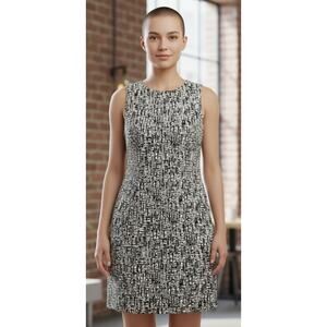 MSK Sleeveless Black/White Print Shift Dress Size 6